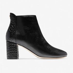 Cole Haan Black Ankle Bootie with Crocodile detail